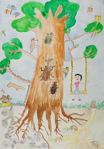 人間と生き物達の楽しい森