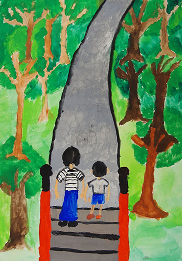 自ぜんの中を歩くぼくたち