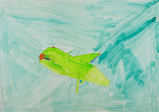 はっぱにのったバッタ