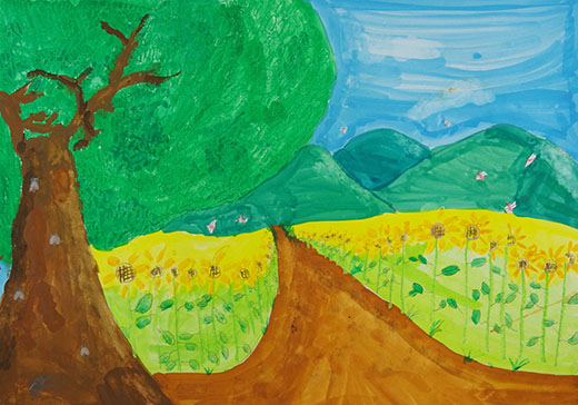 向日葵畑と自然