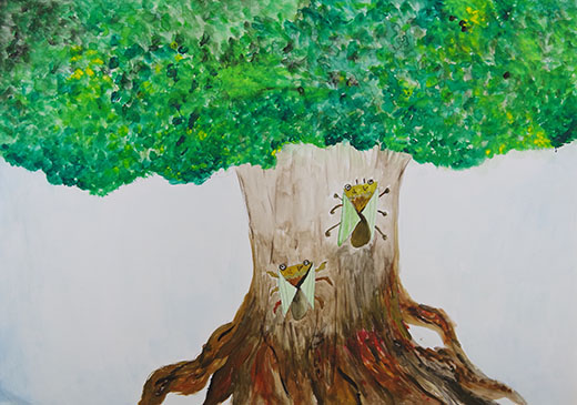 セミを見つけたよ。