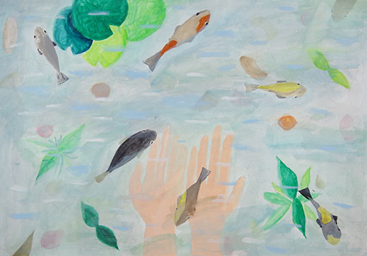 川で遊ぶ生き物たち