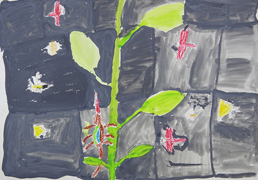 とかげが虫を食べている