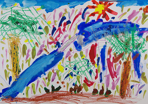 太陽とゾウと木