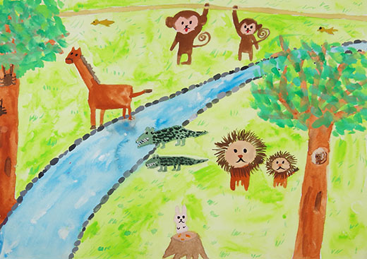 自然の中で遊んでいる動物