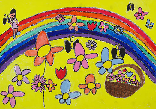 おはなばたけでにじがみえたよ