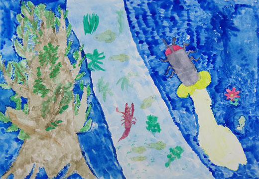 とぶホタルと川