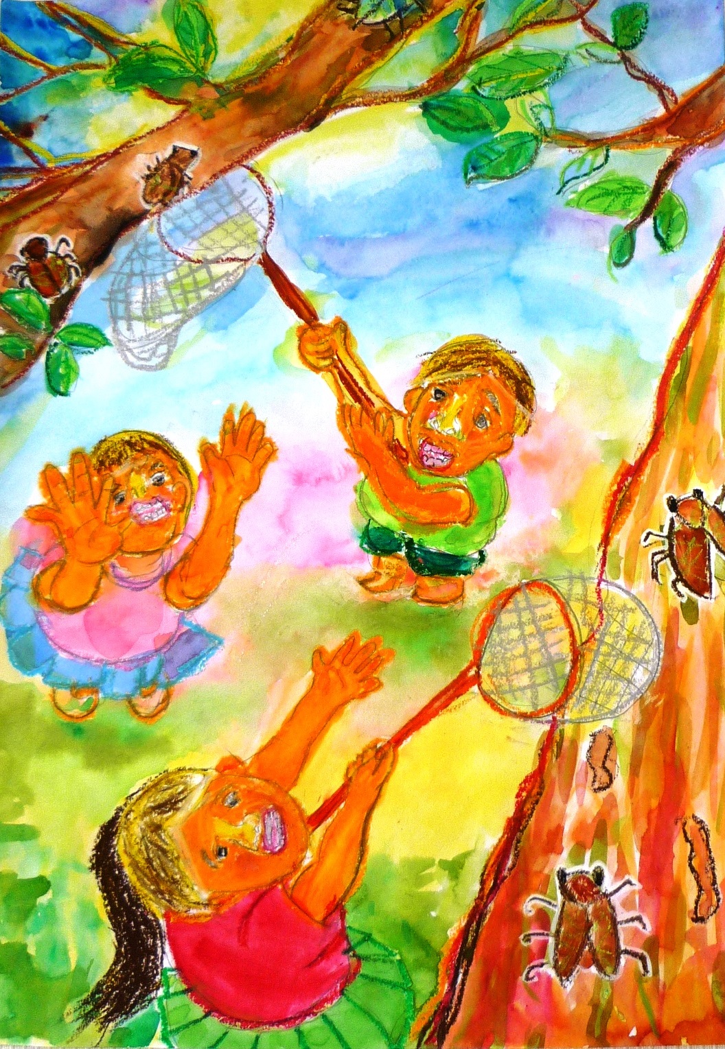 みんなでセミとり