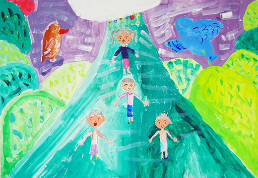 山にはじめてのぼったよ