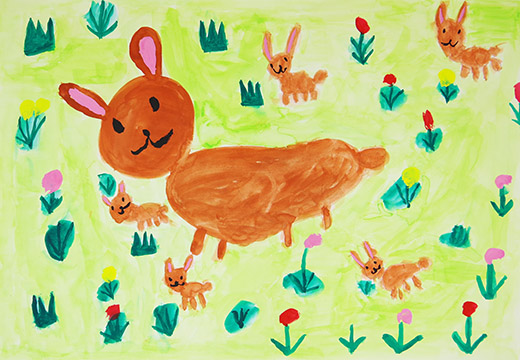 なかよくあそんでいるうさぎ