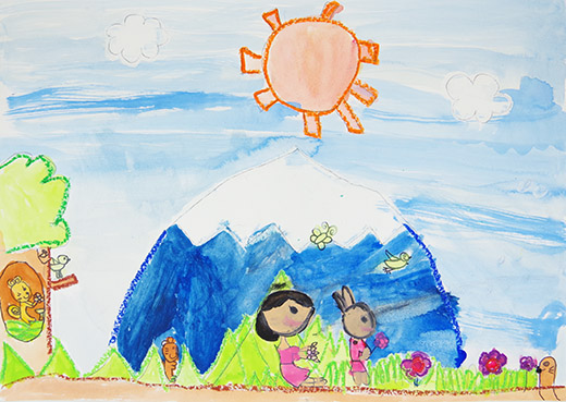 ふじさんのまえであそぼう