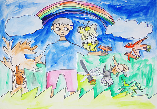 自然に囲まれるぼく