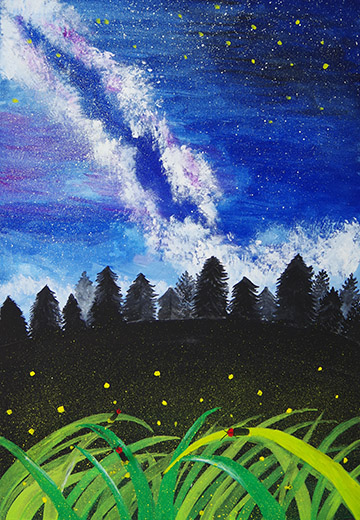星空とホタル