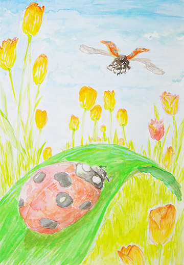 チューリップとてんとう虫