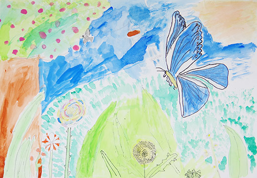 自然と青いちょうちょ