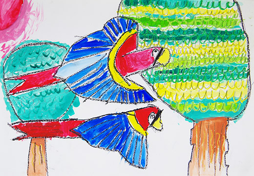 色あざやかコンゴウインコ