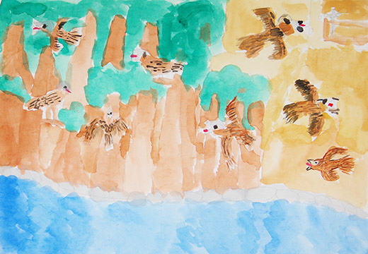 森でとぶトンビ