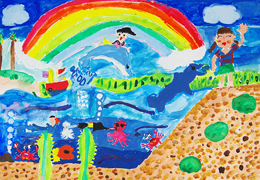 海の中のいきものと遊んだよ