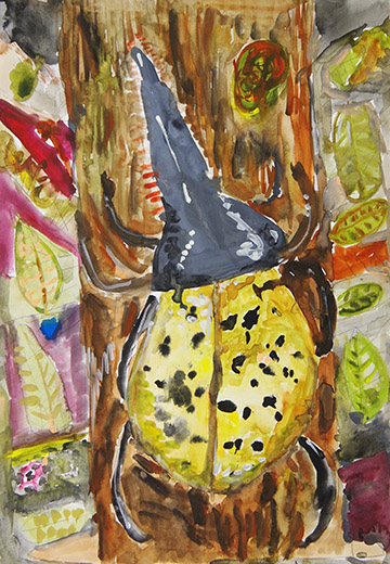 ふしぎの木に止まったヘラクレスオオカブト