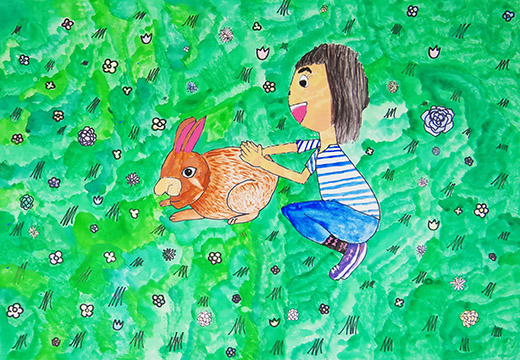 うさぎとのふれあい