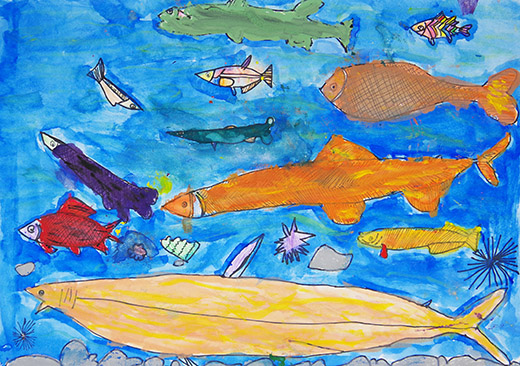 元気にあそんでいる魚たち