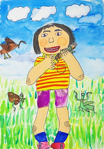 田んぼのトノサマバッタだよ