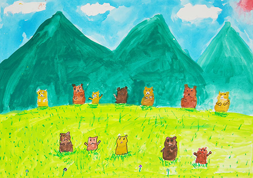 山にいっぱいかわいいくまちゃん