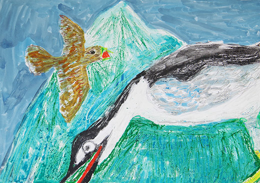 魚を取る大きい鳥