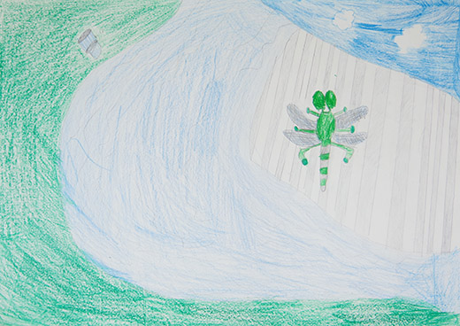 プールでとんぼと会った。