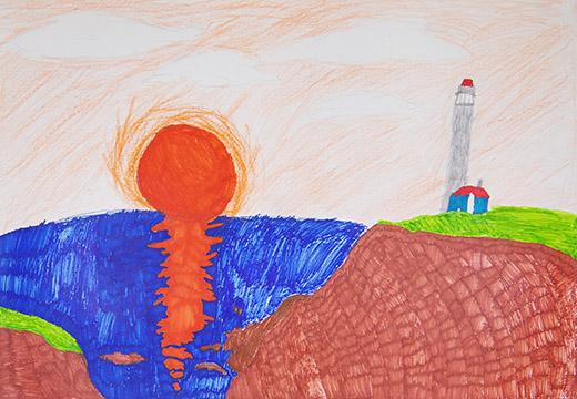 海にうつる夕日