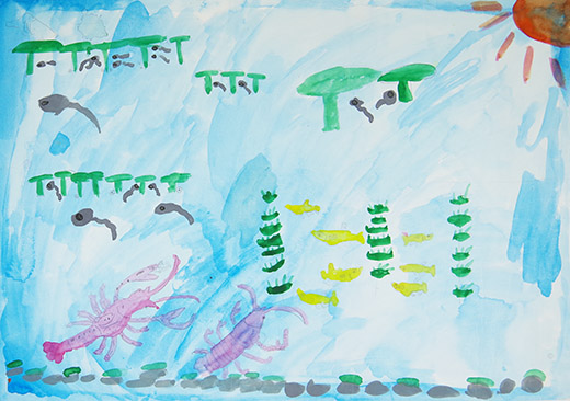 川の中の元気な生き物