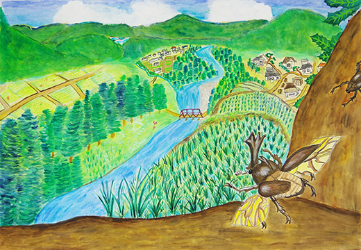 里山へ飛び立てカブトムシ