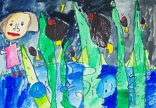 たんぼの中のホタル