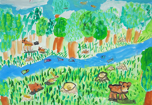 川に集まる動物