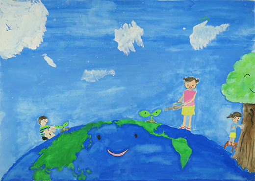 地球の木々と地球の人々の成長