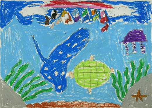 みらいにのこそう青い海