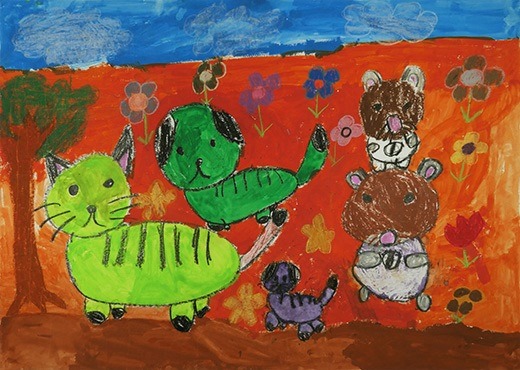 いぬと、ねこと、はむすたーと、ちいさいいぬみたいなねこみたいな