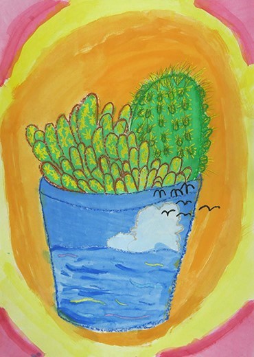 サボテンと海とたいよう