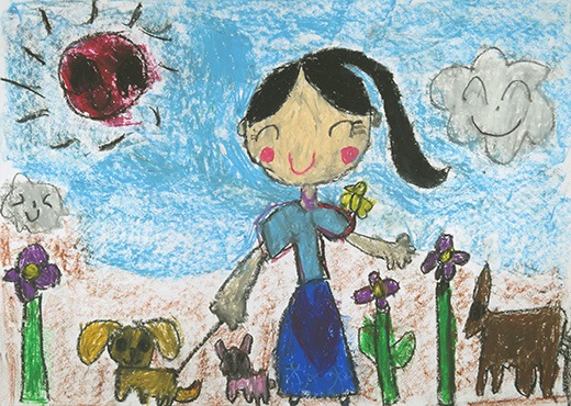 お花のまわりでどうぶつとおさんぽ