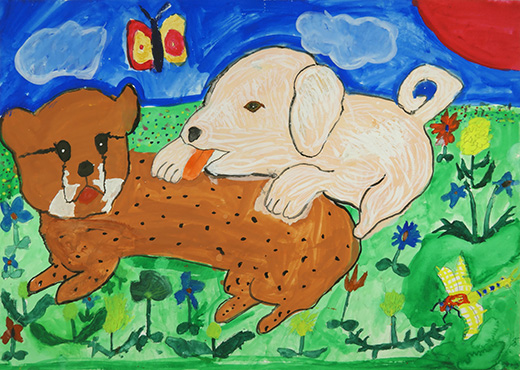 犬とチーターの赤ちゃん