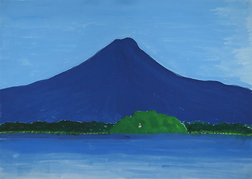 青空にうかびあがる夏の富士山