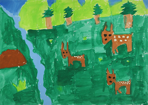 しかが水を飲みに行く