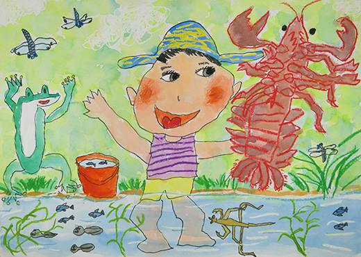 ザリガニとれたよ