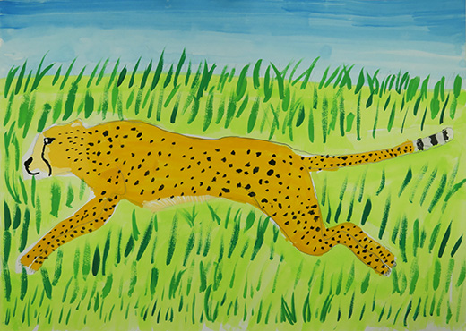 草原を走るチーター