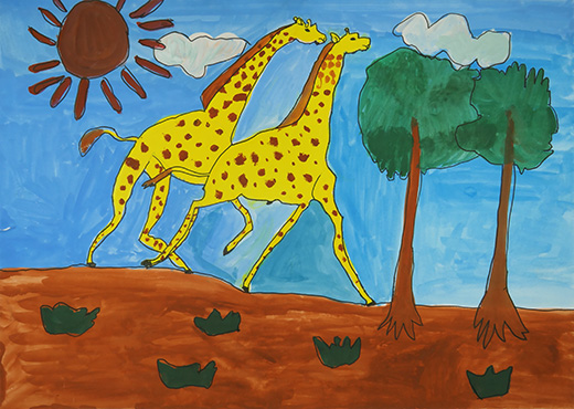 草を食べようとしたキリン