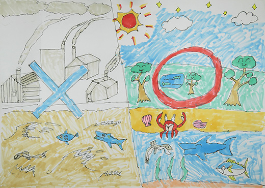 工場は×、しぜんは○