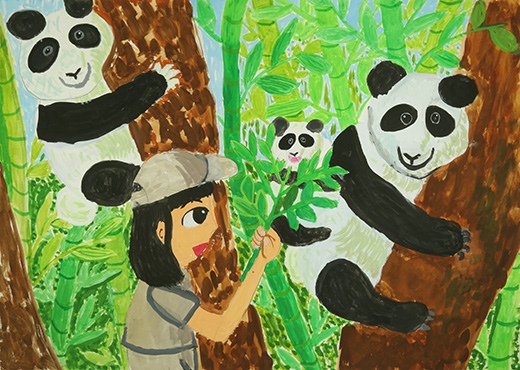 大自然の中のパンダ