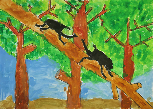 林の中のカブトムシ