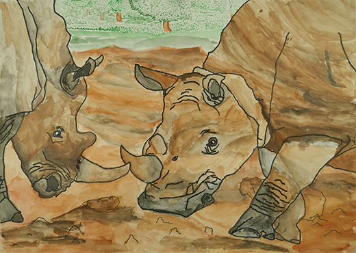 ぶつかりあうサイ