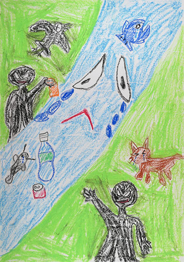 川にごみをすてない